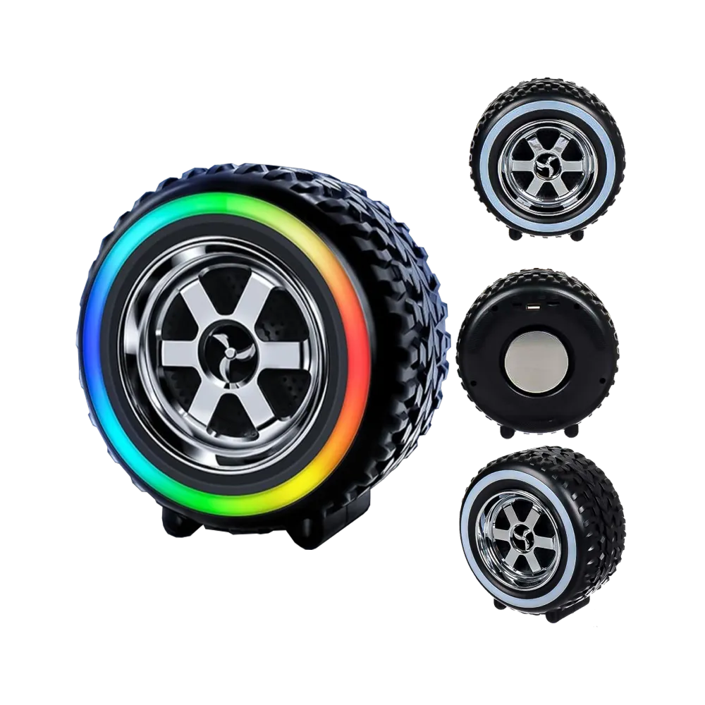 Boxa portabila in forma de anvelopa, bluetooth mp3 si radio fm, TF, lumini rgb