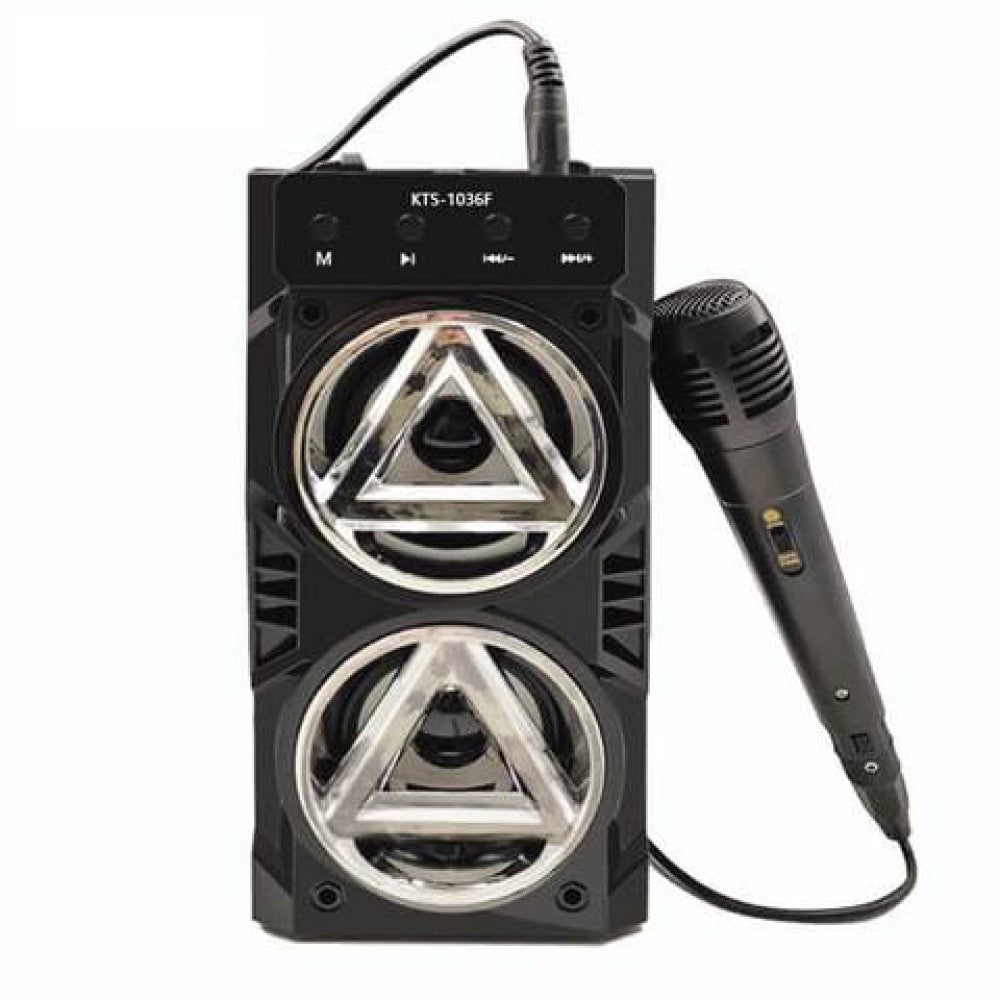 Boxa portabila bluetooth KTS, Karaoke, Aux, Suport Card + Cadou Microfon cu fir