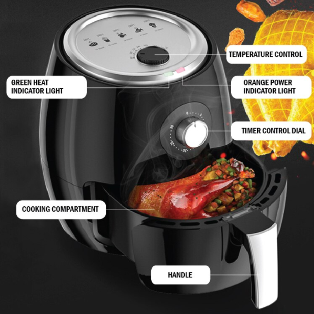 Friteuza Air Fryer and Grill Haeger HG 5286, 1500W, 3.8 l , termostat si timer control