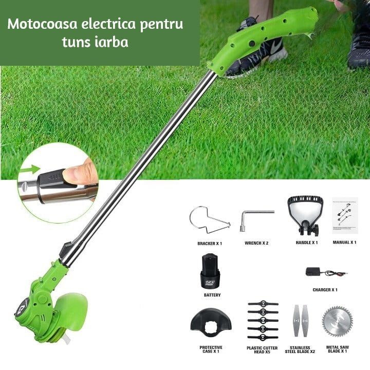 Motocoasa electrica, 1 acumulator 12V, 800W, 20000 RPM