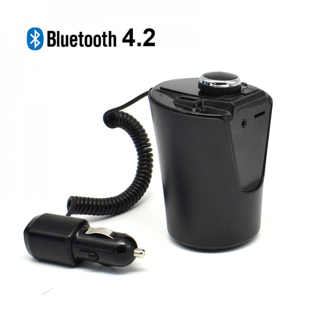 Modulator FM cu functie Bluetooth, Handsfree, Ecran LCD si suport pahar