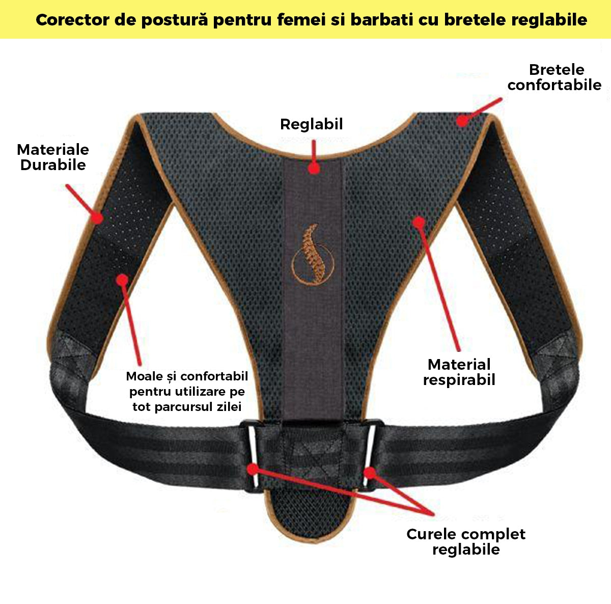 Corector postura spate, Ham Posture Doctor Indreptare coloana, Marime Universala