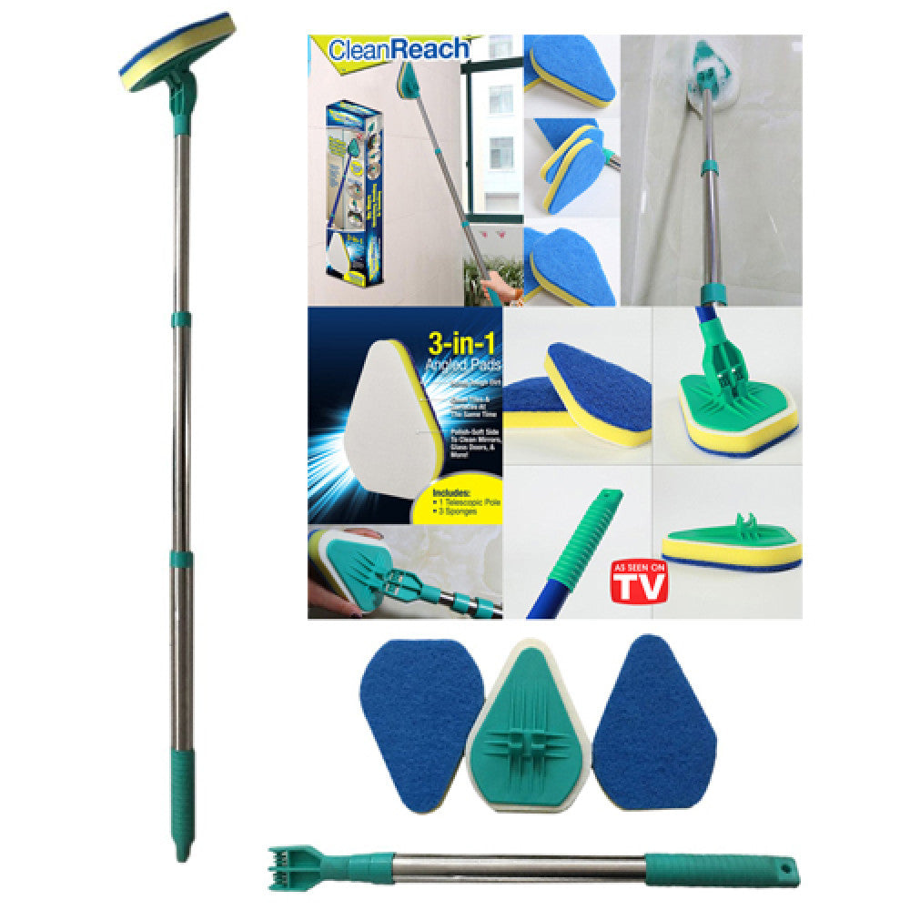 Perie cu maner telescopic, 3 accesorii, Clean Reach