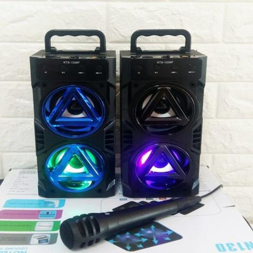 Boxa portabila bluetooth KTS, Karaoke, Aux, Suport Card + Cadou Microfon cu fir