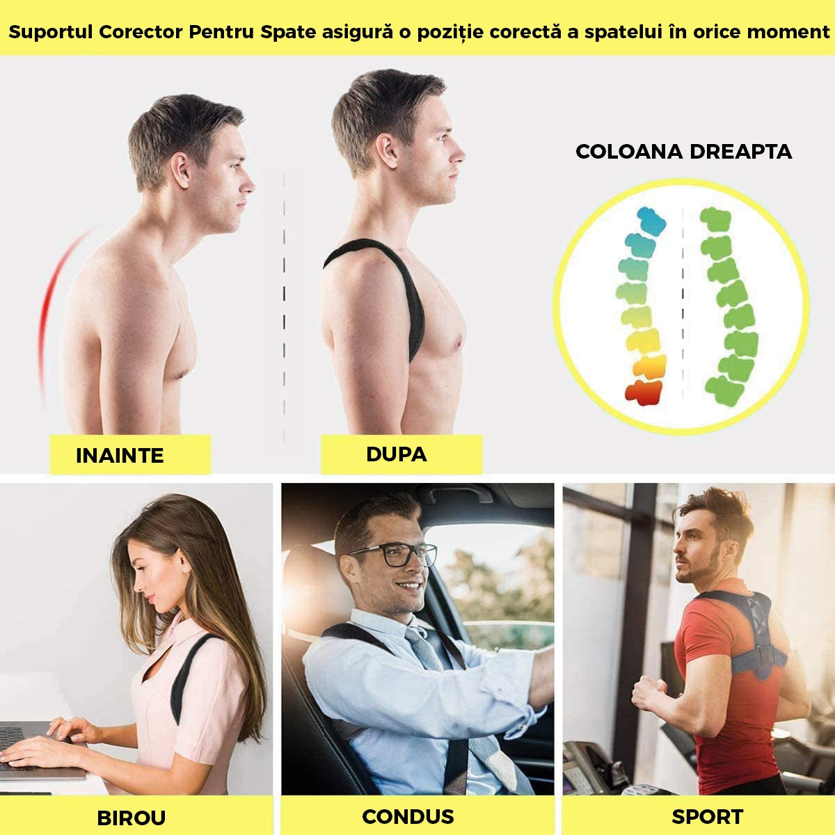 Corector postura spate, Ham Posture Doctor Indreptare coloana, Marime Universala