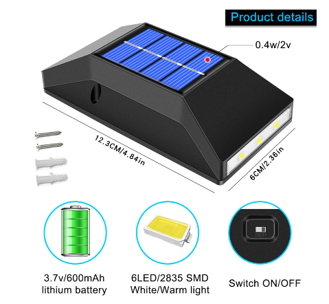 Set 2x lampi solare exterior, LED, Impermeabilitate IP65