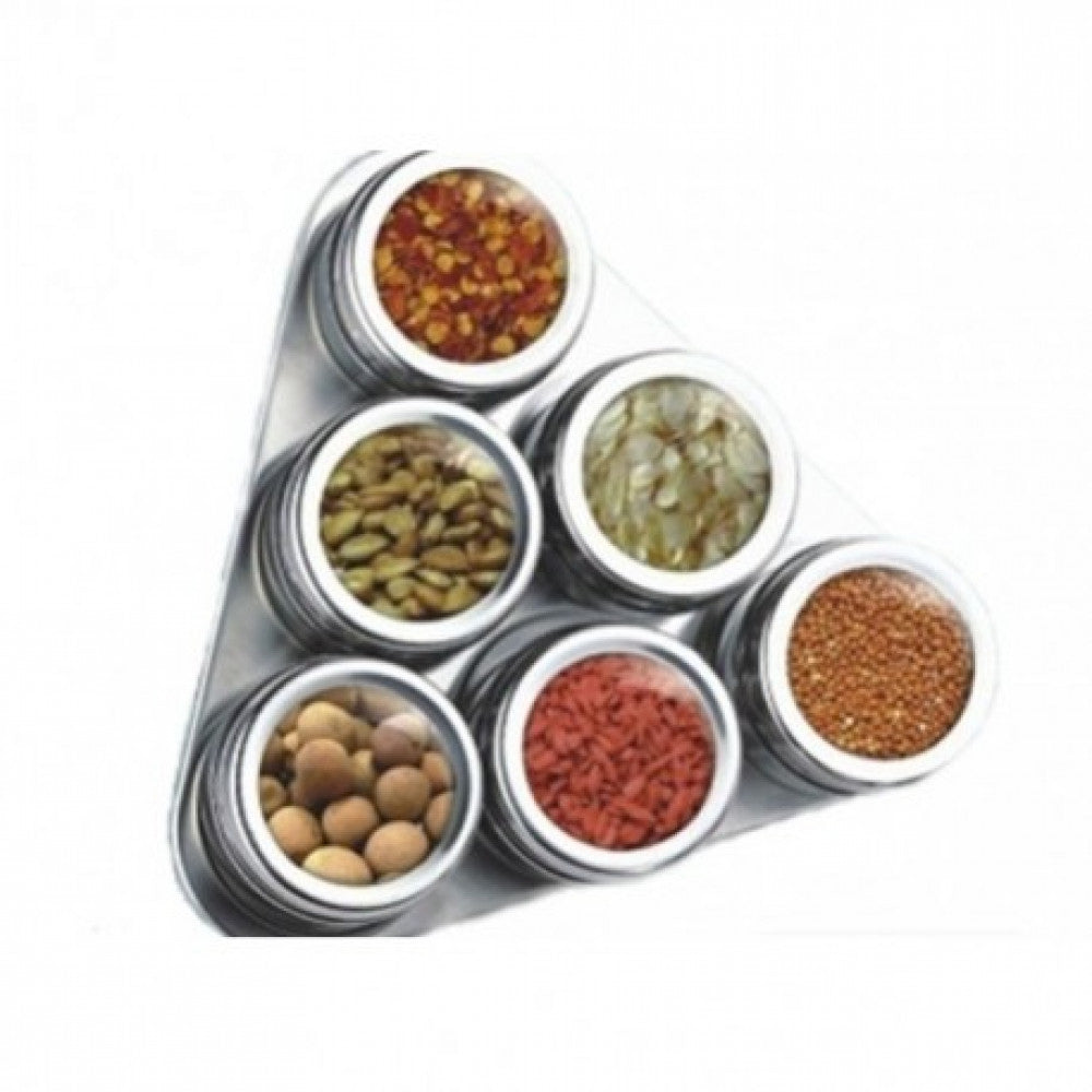 Suport Condimente Inox 7 Piese Magnetic Triunghi