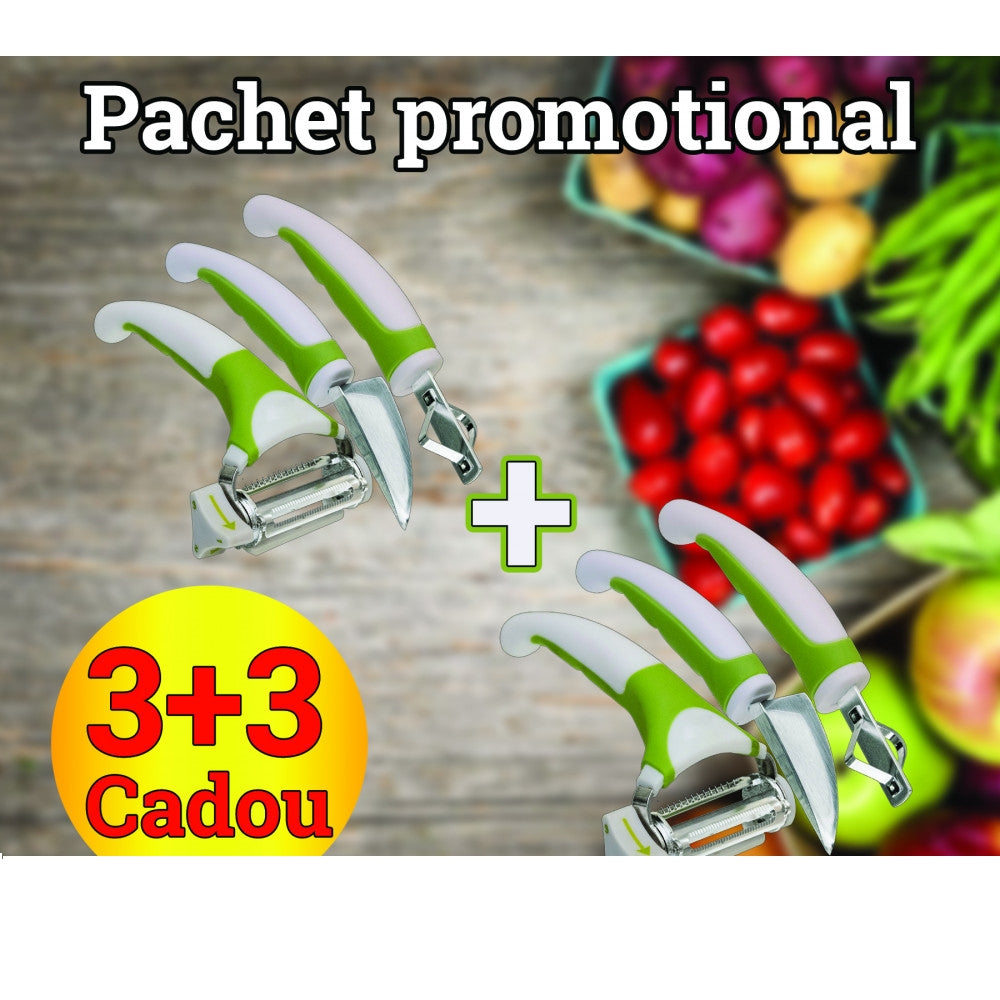 Aparat Multifunctional 3 in 1 pentru Decojit Curatat Feliat Set Cadou TeleshopTV