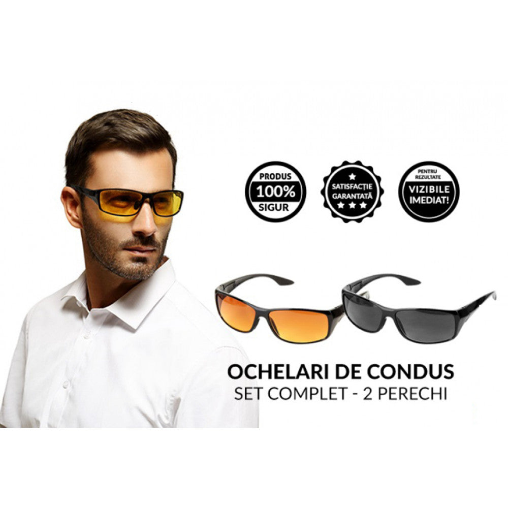 Set 2 Perechi Ochelari HD Zi si Noapte Condus Relax TeleshopTV