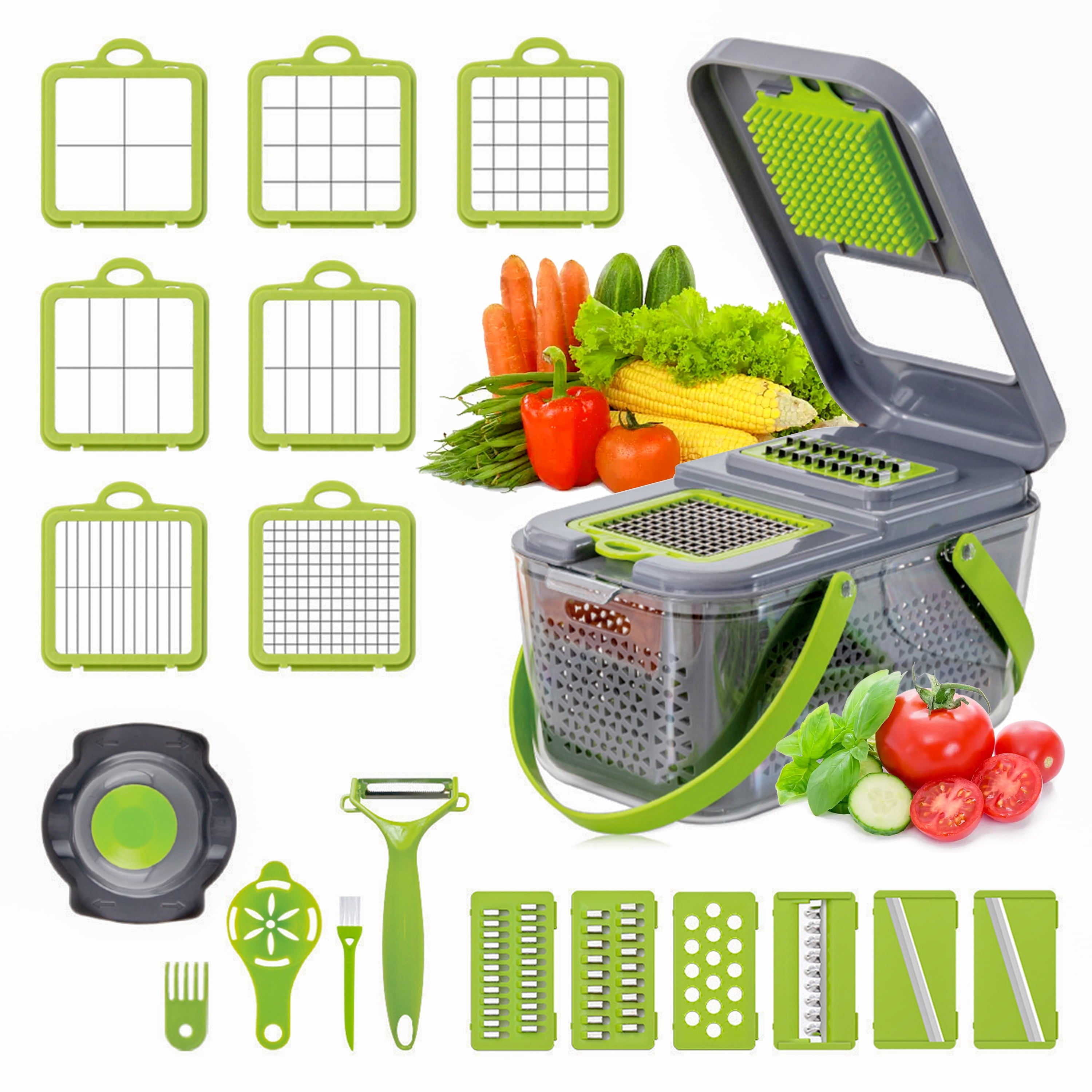 RAZATOARE MULTIFUNCTIONALA PENTRU LEGUME CU 22 ACCESORII Veggie Slicer