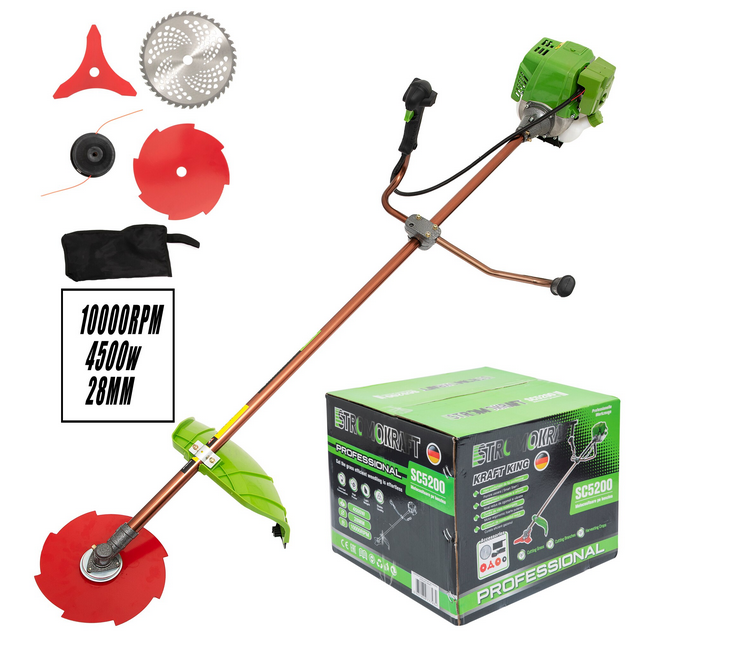 Motocoasa 4 timpi STROMO KRAFT SC 5200 Professional, 6CP, 4500W, 4 tipuri de taiere, ham dublu