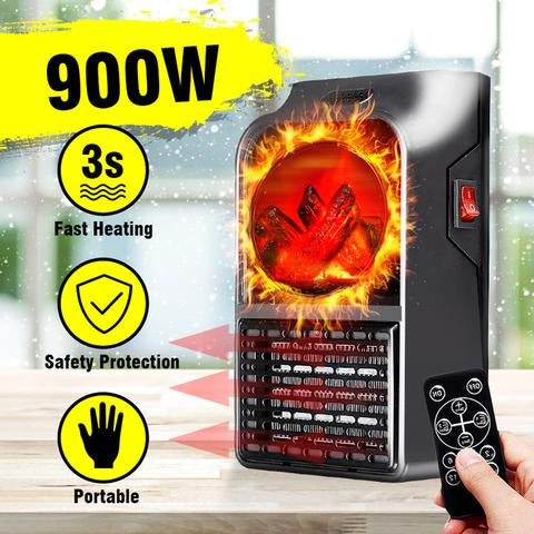 Aeroterma portabila cu telecomanda si Display Flame Heater Putere 900W