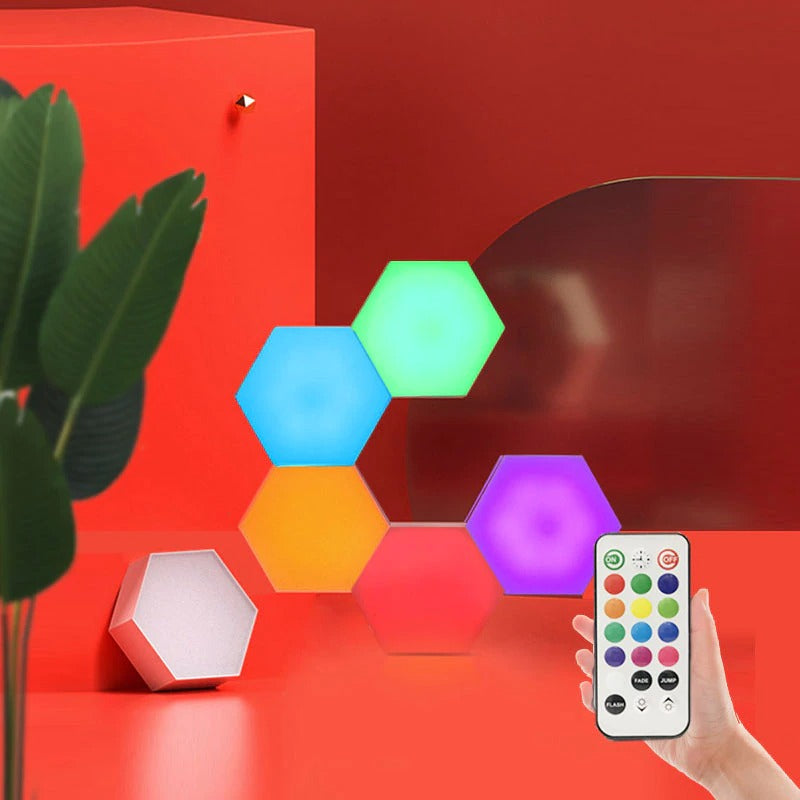 Set 6/10 Lampi Modulare Hexagon Colorate cu aprindere prin atingere