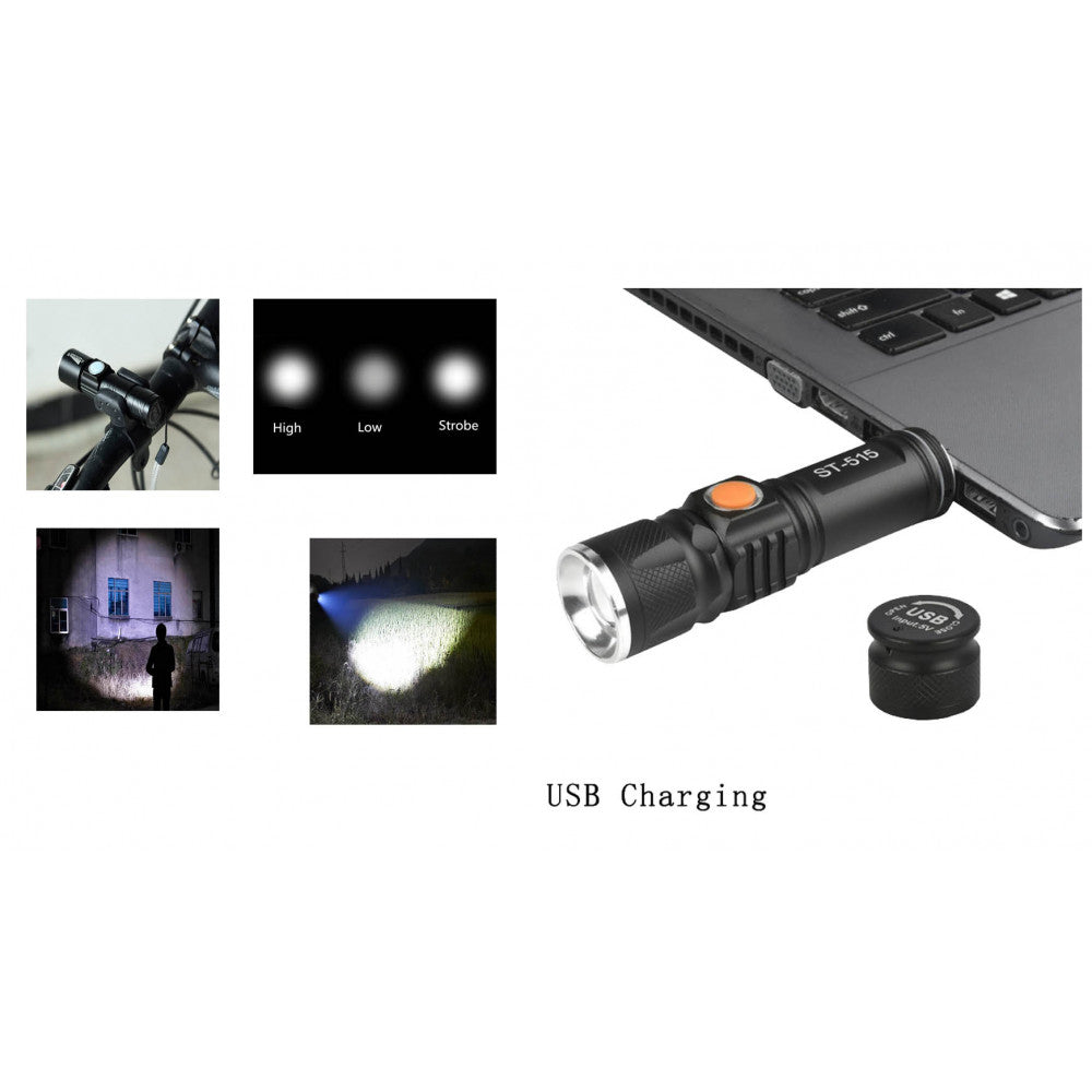 Lanterna cu zoom si acumulator incarcare USB Lichidare Stoc