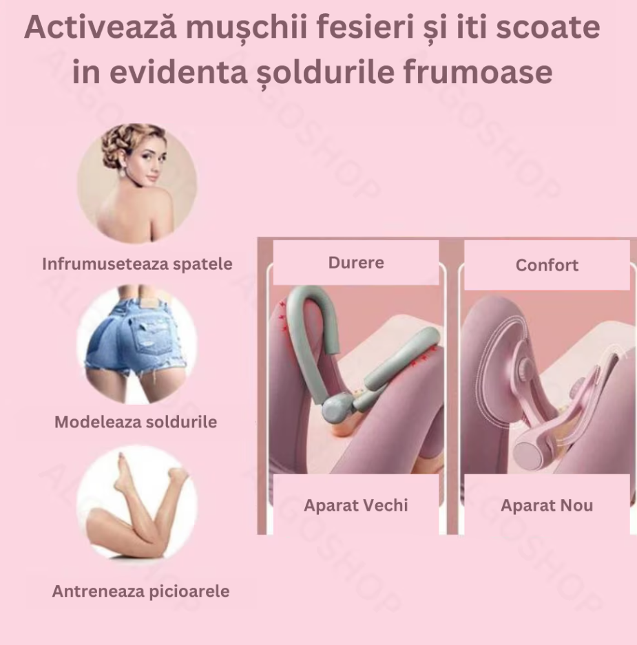 Dispozitiv Hip Trainer, Antrenor pentru podeaua pelvina, solduri, picioare, coapse, fese, maini si spate, postpartum