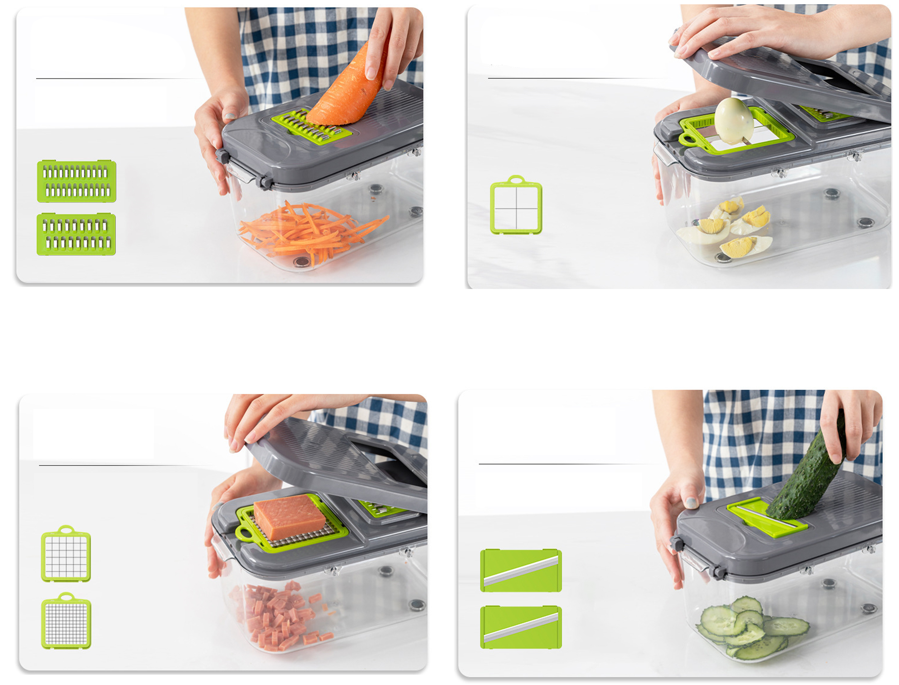 RAZATOARE MULTIFUNCTIONALA PENTRU LEGUME CU 22 ACCESORII Veggie Slicer