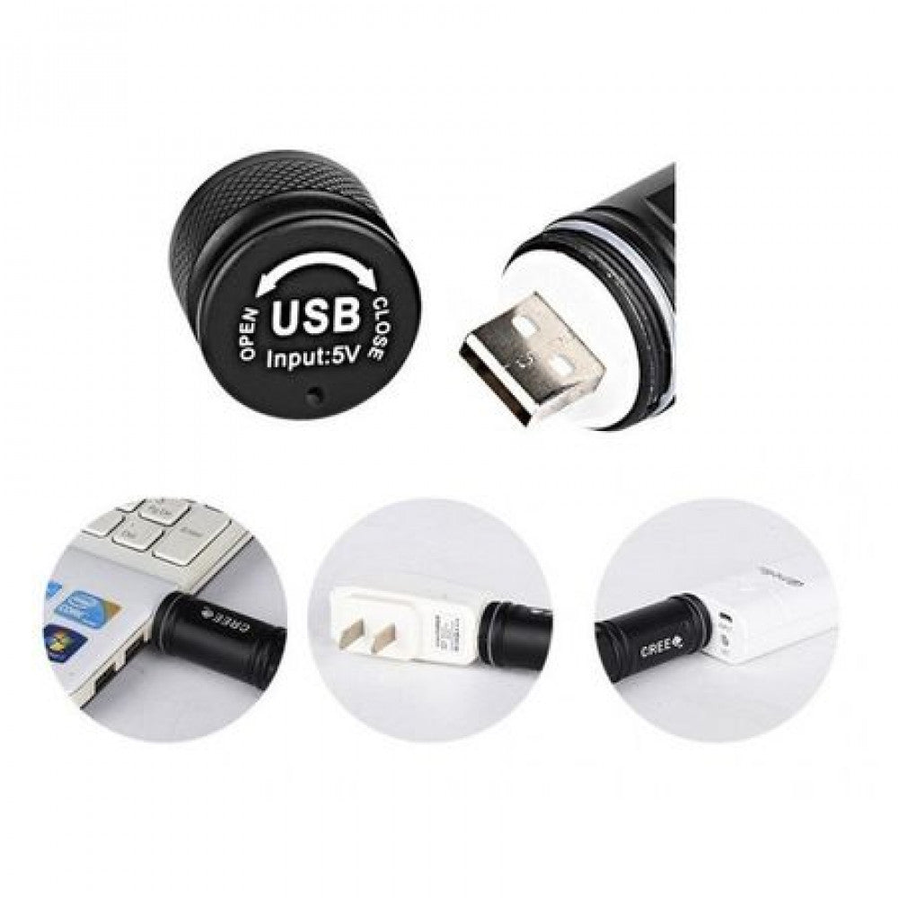 Lanterna cu zoom si acumulator incarcare USB Lichidare Stoc