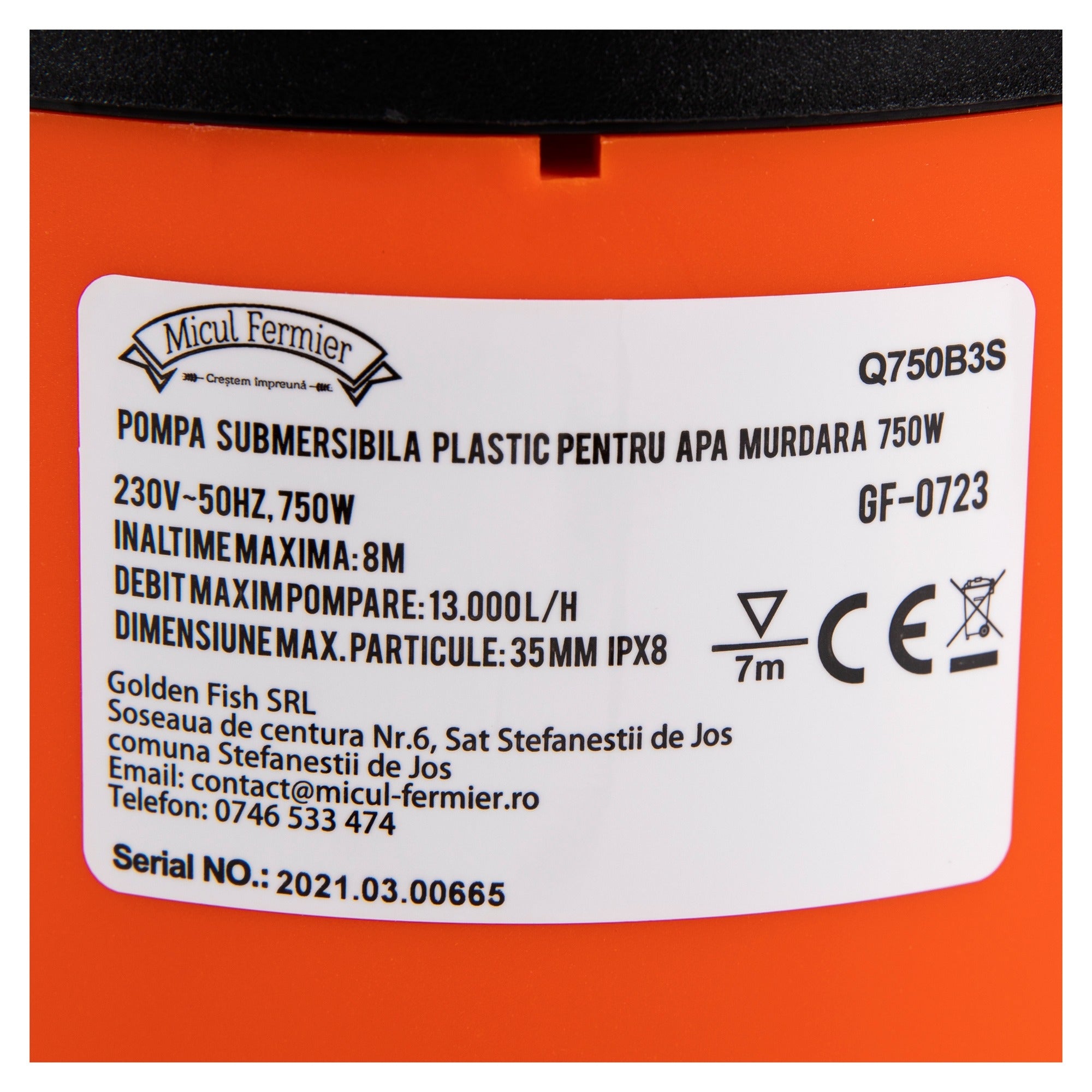 Pompa apa MURDARA din plastic 750W Micul Fermier GF-0723