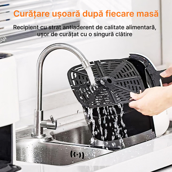 Friteuză cu aer cald dublă, 2 coșuri, 8L