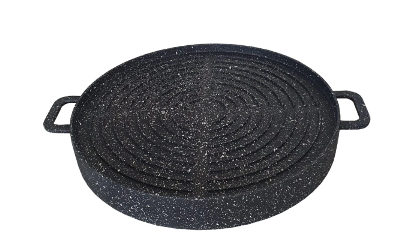 Tigaie grill cu doua fete Harlem® Granit 36K, Suprafete din granit antiaderent, Doua manere, Suprafata neteda si suprafata grill, Diametru 36 cm, Cratita, Negru
