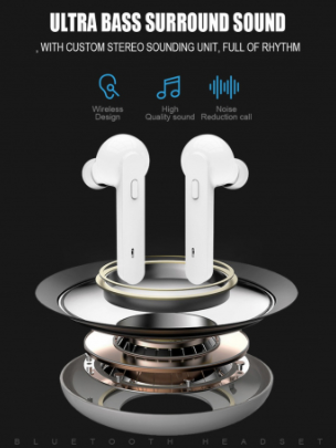 Casti TWS T21 , Bluetooth 5.0,True Wireless Stereo, Extra Bass, Cutie incarcare