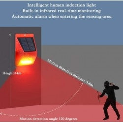 Alarma solara cu lumina de avertizare, senzor de miscare si telecomanda