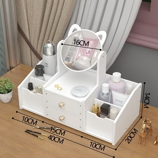 Organizator de Machiaje și Produse Cosmetice cu Sertare și Oglindă 360°