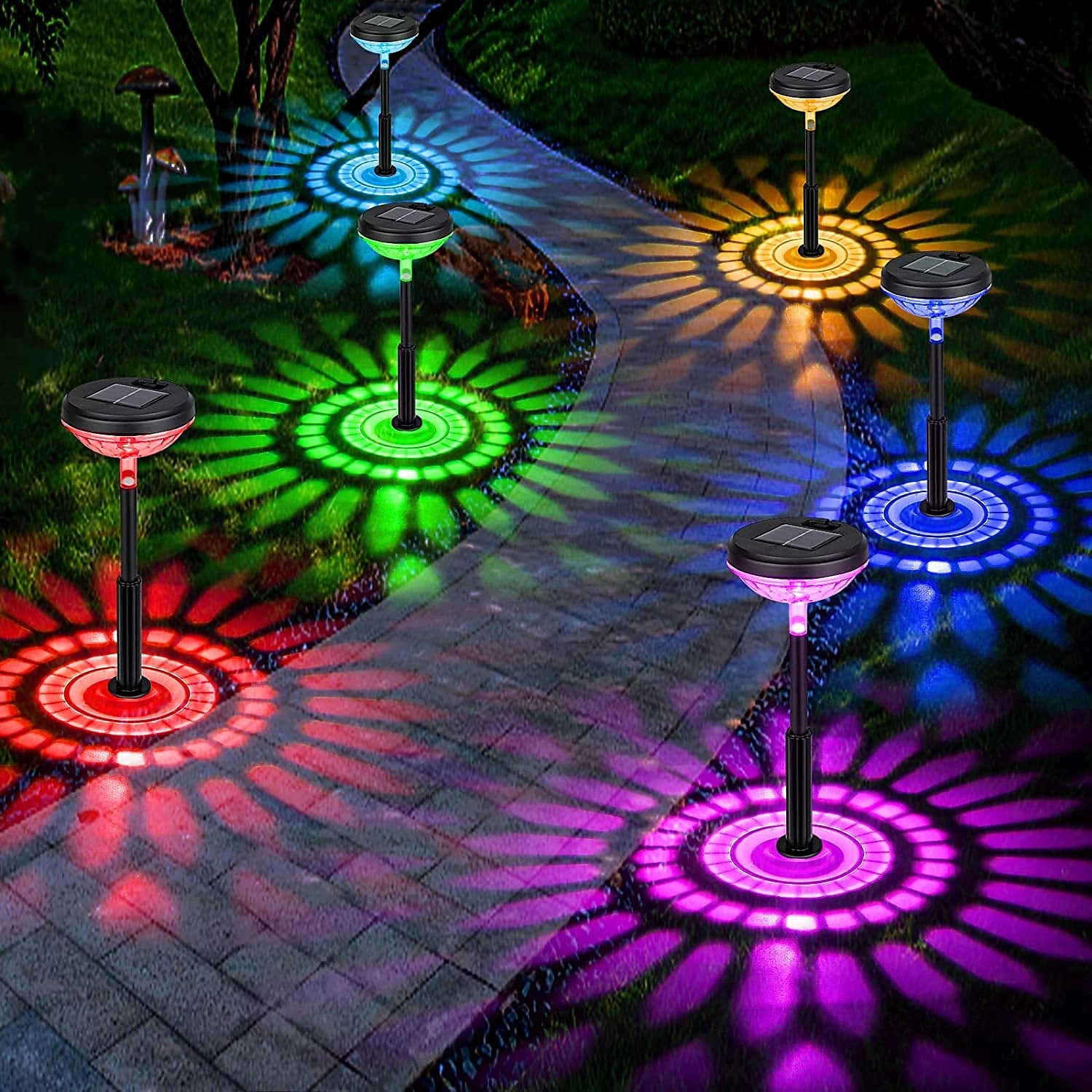 Lampa solara Led RGB pentru gradina cu doua moduri de lumina