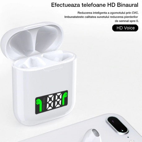 Casti i99 TWS, incarcare wireless QI, Afisaj digital, Waterproof IPx6,Bluetooth 5.0