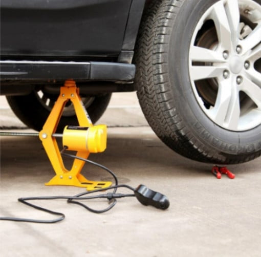 Cric Auto Electric de 12V DC si Cheie cu Impact Pentru Jante, cu Instrument Galben de Ridicare