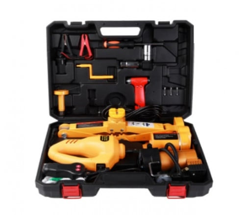 Cric Auto Electric de 12V DC si Cheie cu Impact Pentru Jante, cu Instrument Galben de Ridicare
