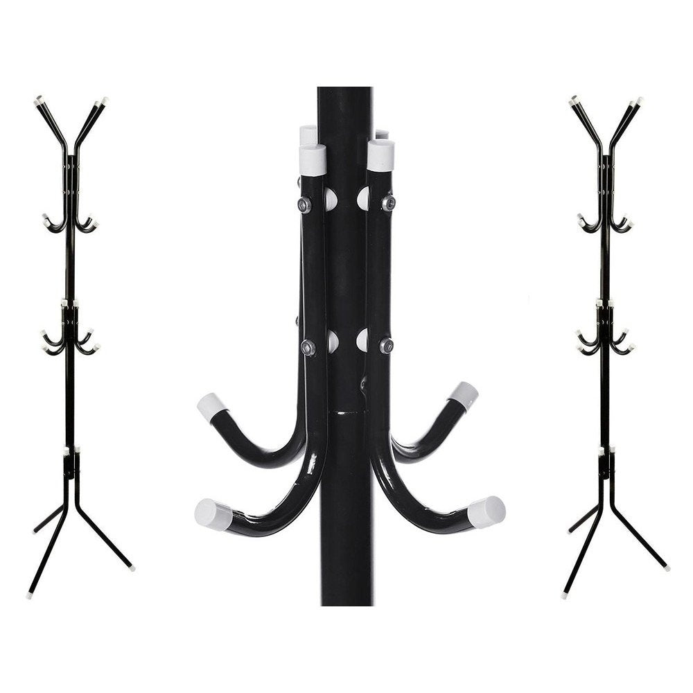 Cuier pentru haine, negru, corp metalic, 165cm