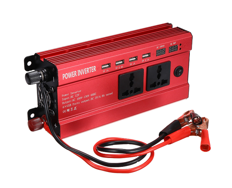 Invertor Auto 1000 / 1600 / 2000 W, 12V, Display Dublu cu 4 Mufe USB, 2 Iesiri