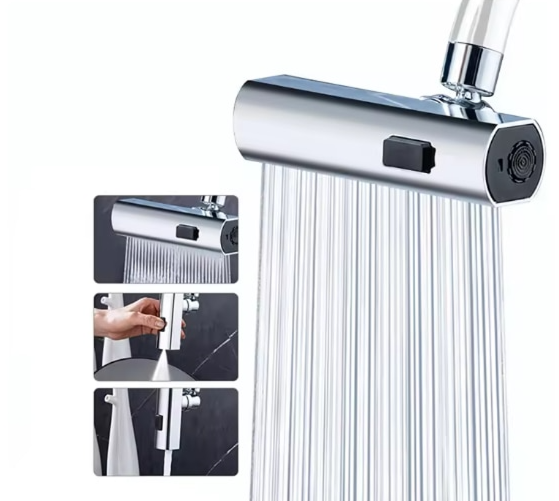 Conector pentru bateria de bucatarie cu cascada 4 in 1, prelungitor pentru chiuveta, pivotare la 360°, 4 moduri de evacuare a apei
