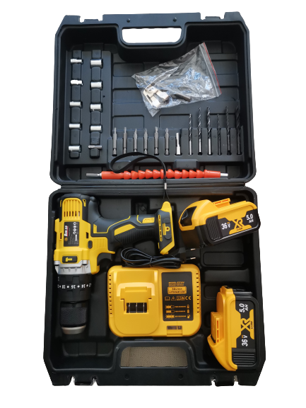 TRUSA BORMASINA 36V 5.0Ah CU 2 ACUMULATOR SI INCARCATOR + 25 ACCESORII