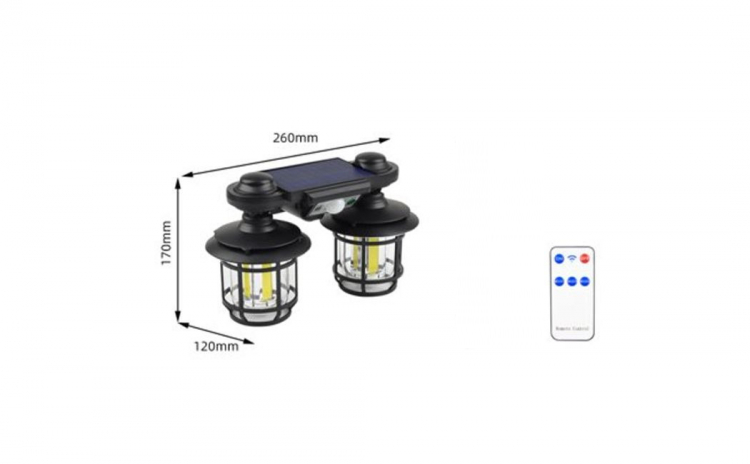 Felinar solar 192 LED, senzor, 30W, telecomanda