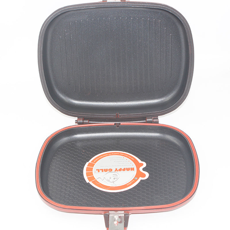 Tigaie Grill dubla din Aluminiu cu interior ceramic , cu manerele prevazute cu magneti pentru inchidere.