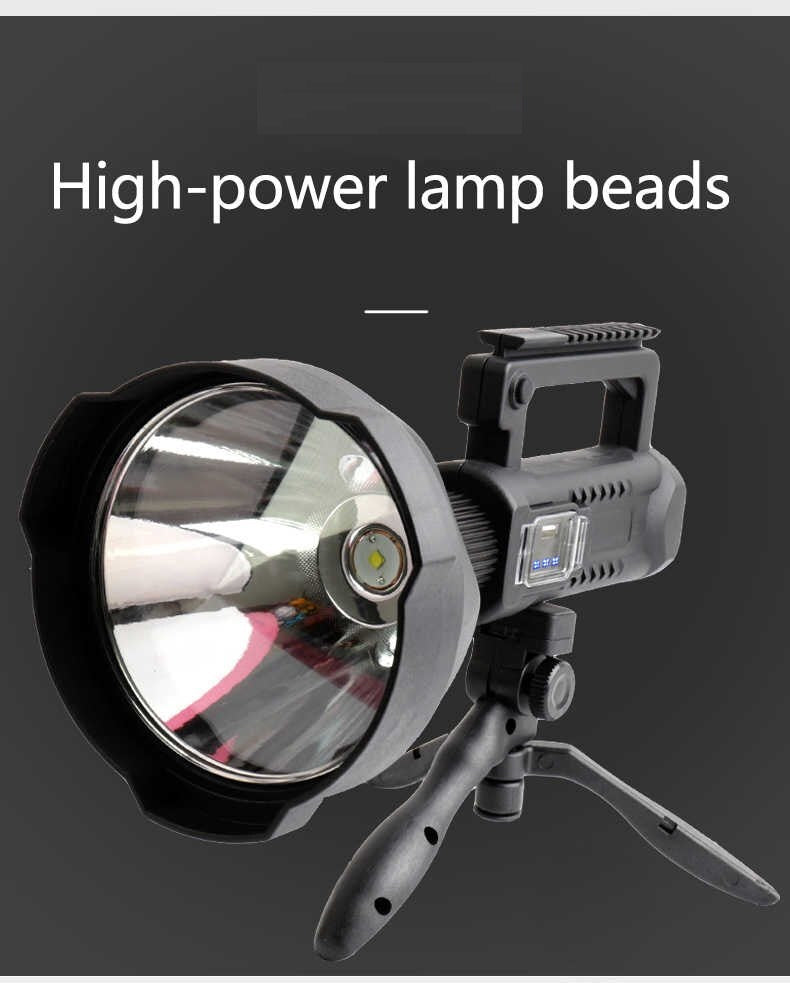 Lanterna LED de mana, Putere de 80 W, Rezistenta la Apa, 10000 mAH, Tehnologie rezistenta la socuri, Lumina LED, Design Modern