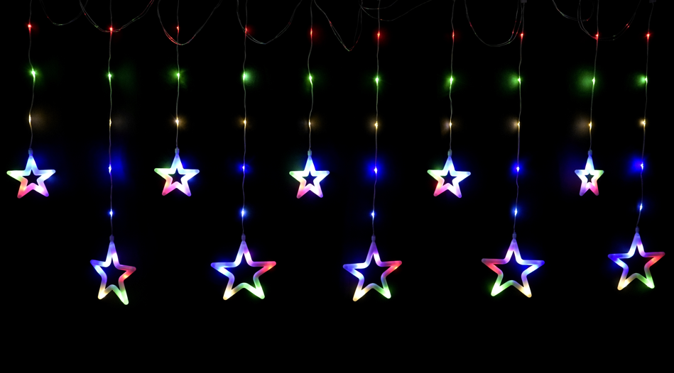 Instalatie Multicolora Perdea cu Stele / Fulgi si Stele, 3x1m, 95 led