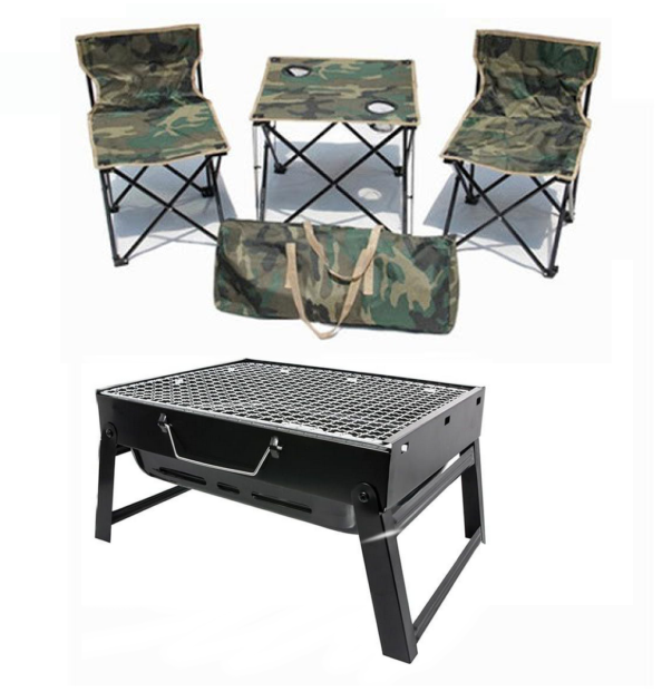 Set Picnic !!! Masa si scaune pentru iesiri in aer liber pliabile + Gratar turistic portabil pliabil