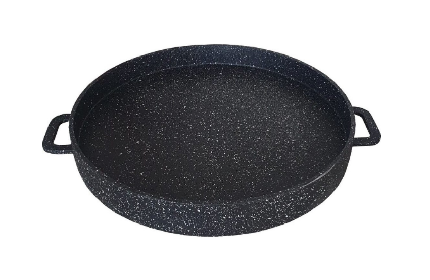 Tigaie grill cu doua fete Harlem® Granit 36K, Suprafete din granit antiaderent, Doua manere, Suprafata neteda si suprafata grill, Diametru 36 cm, Cratita, Negru