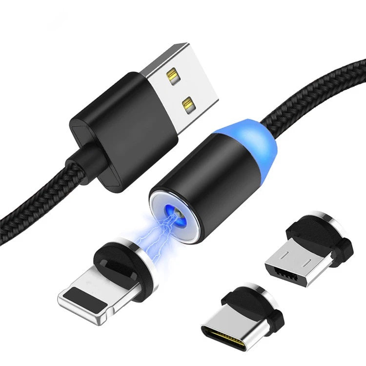Cablu incarcator magnetic LED 3in1 cu incarcare rapida