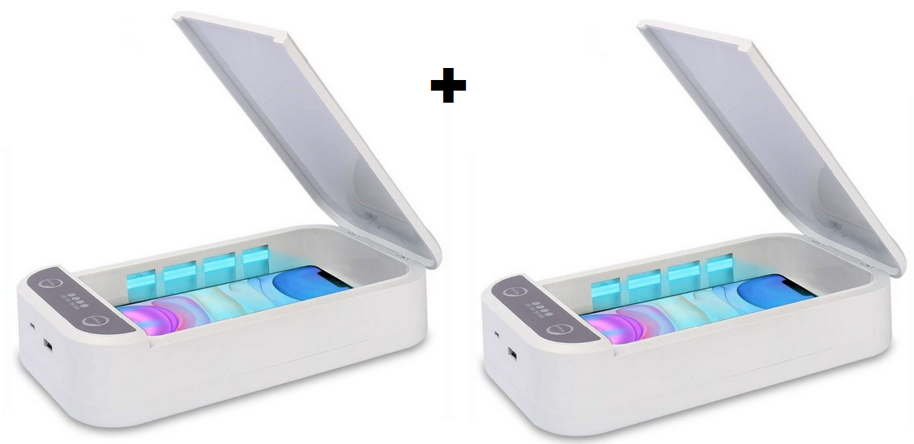 Set 2 x Sterilizator UVC 2 in 1, pentru telefon si obiecte mici , functie de incarcare USB