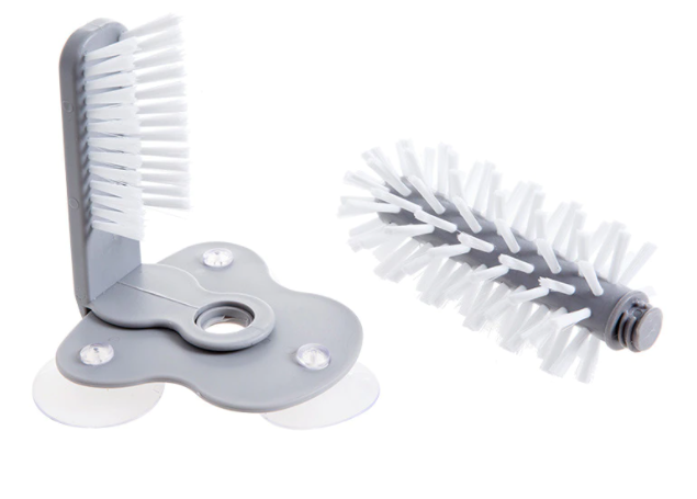 Perie dubla pentru spalare pahare si recipiente, interiorexterior, fixare cu ventuza, 18cm
