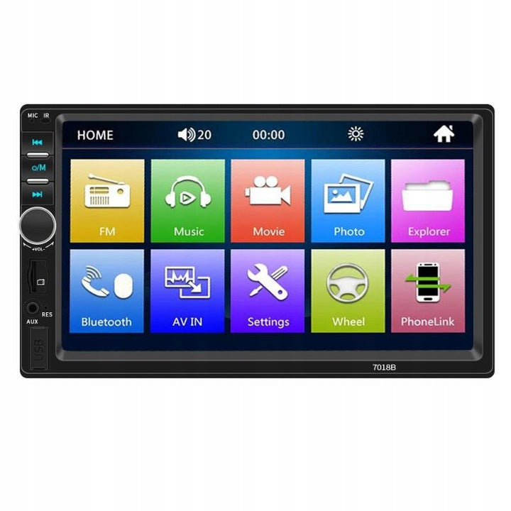 Player auto 7018B, 2DiN, negro, Radio FM, Camera de vizualizare spate, legatura oglinda , Mp5, Ecran 7'', Bluetooth, Touch screen, Divix , AVI , USB , SD Card , AUX