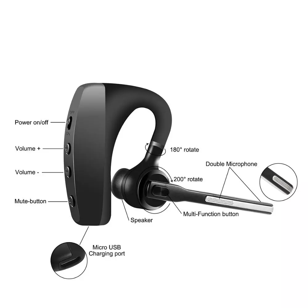 Handsfree K10C, multipoint, anulare zgomot de fundal, control volum, rotatie microfon.