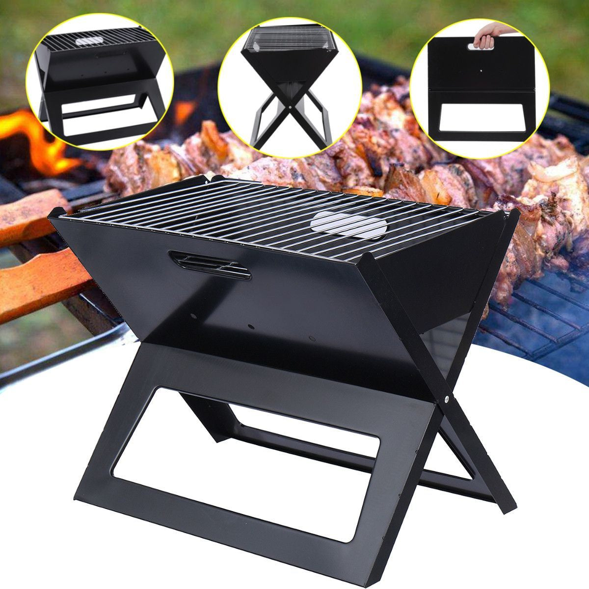 Gratar pliabil si portabil pentru picnic 44x29cm