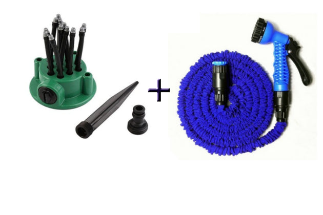 Pachet Promotional Aspersor Multifuntional, Furtunuri Flexibile, Tip Sprinkler, 360 grade + Furtun 60 Metri Expandabil