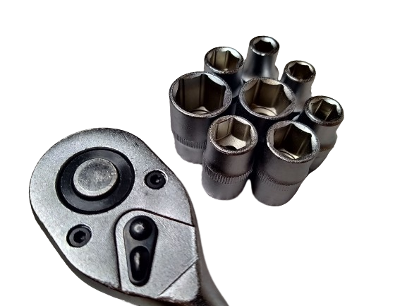 Set 9 piese Cheie cu clichet 1/2", Capete chei tubulare, 8-19 mm