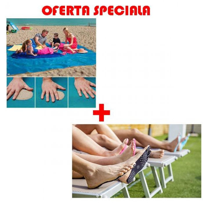 PĂTURĂ DE PLAJĂ – SAND FREE + Talpici adezive si antiderapante pentru plaja si piscina